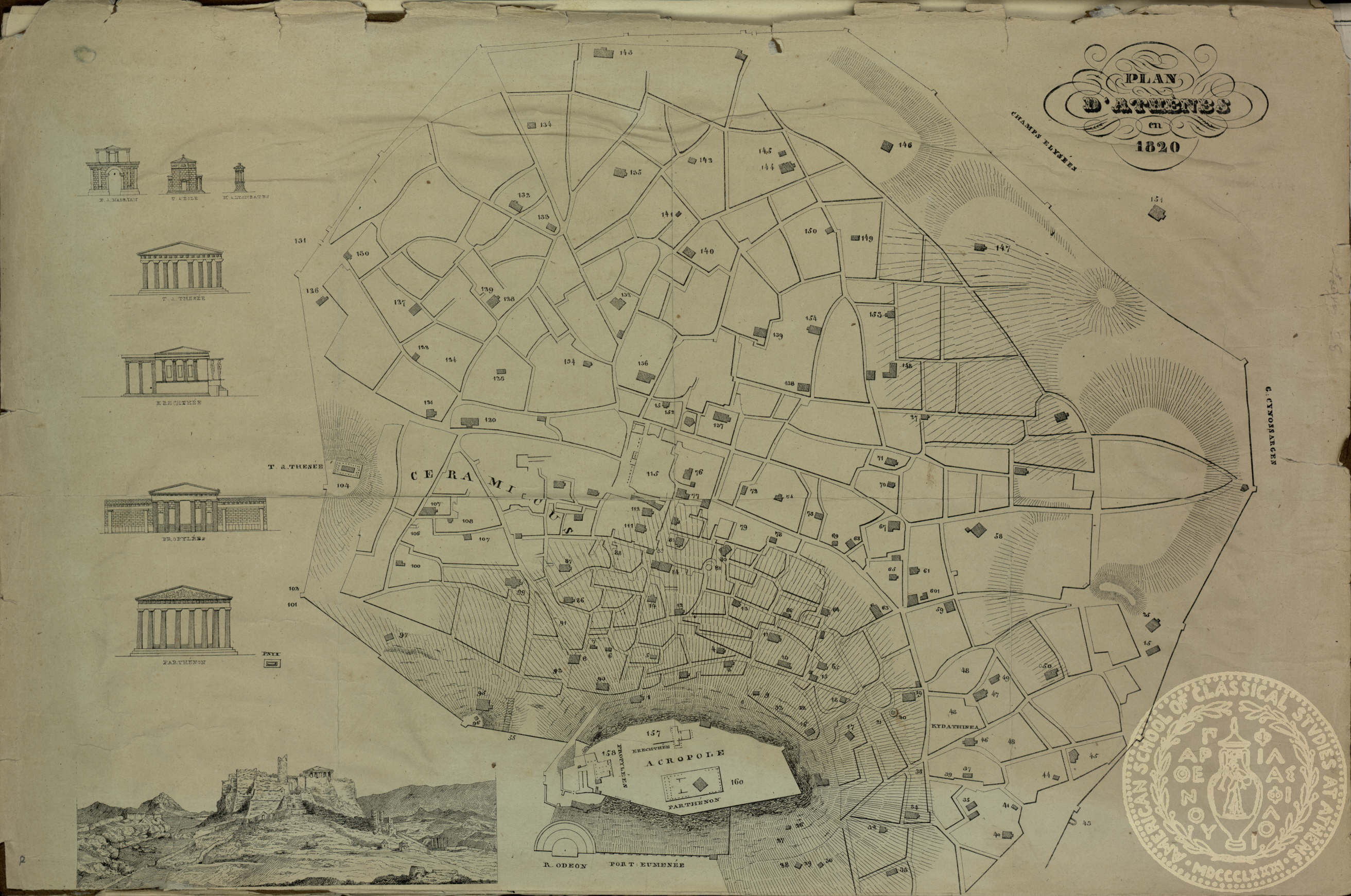 Plan d' Athenes en 1820.